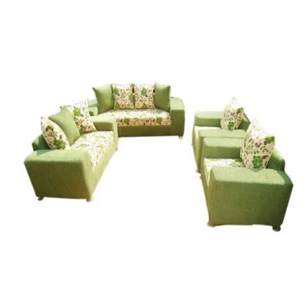 Green And Cream Flowered 7 Seater Sofa