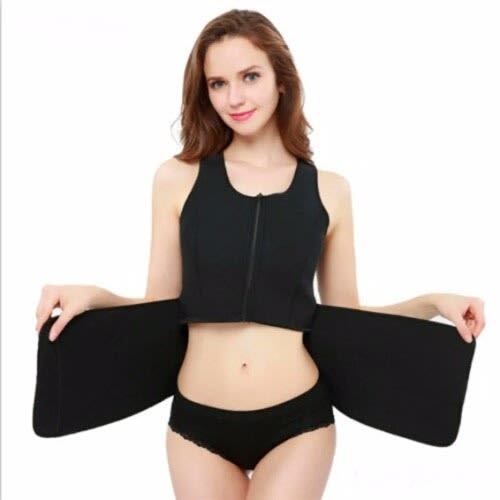 Adjustable Hot Sweat Body Vest Body Shaper - Black