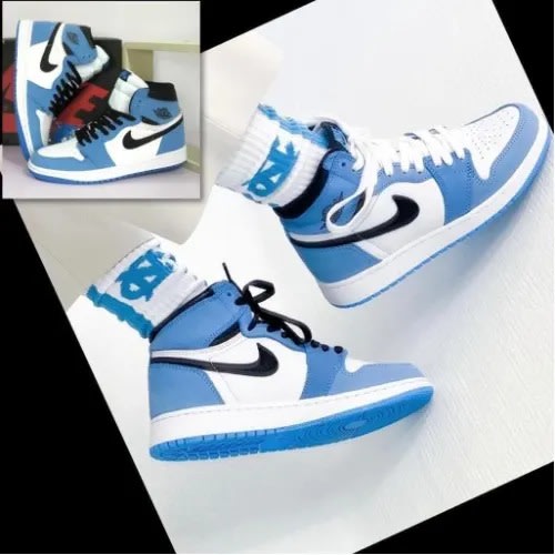 Blue and White Sneakers