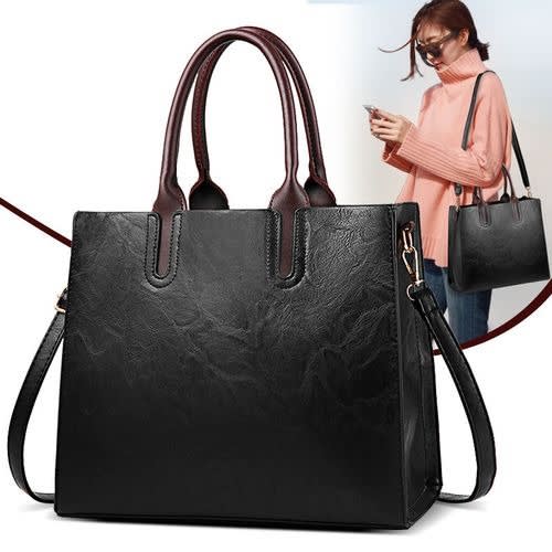 Ladies Leather Handbag - Black