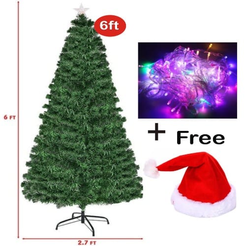 Christmas Tree -6ft + LED Lights + Xmas Cap