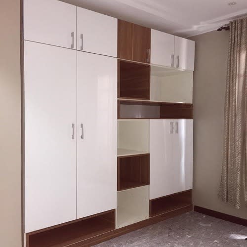 S B Storage 65" H X 32" W X 20" D Wardrobe Cabinet - White/Walnut