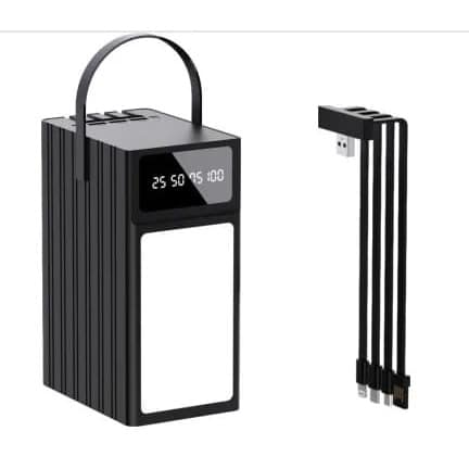 Multifunctional 5 Output Ports Led Power Bank - 120000mAh With Lamp