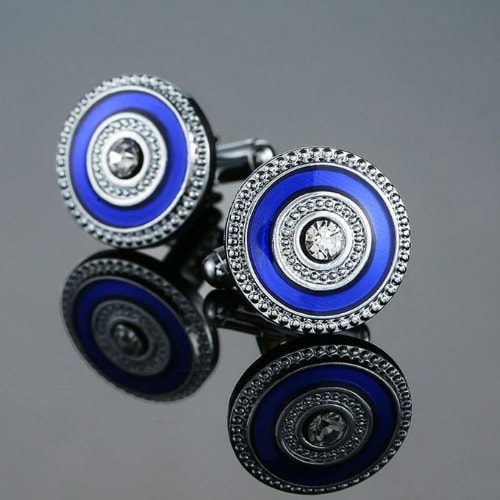 Men Cufflinks - Silver  Blue