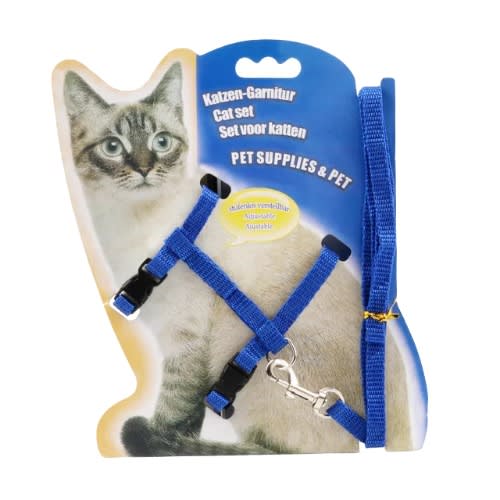 TD Cat Harness Leash Set Blue