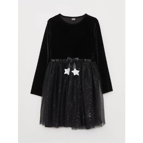 Glittering Velvet Dress - Black