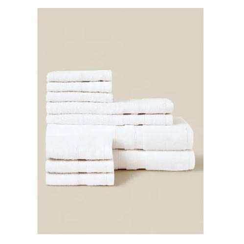 Towel Set 500 Gsm 100% Cotton - Set Of 10 -White
