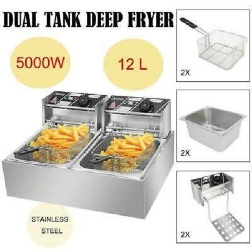 Imported Double Electric 12L Deep Fryer Stainless Steel French Fries Electric Frying Machi