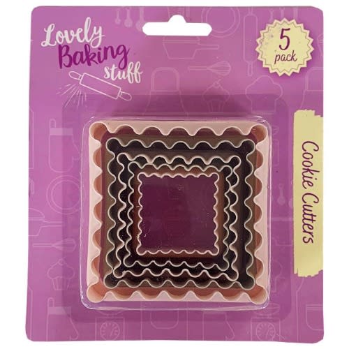 Cookie Cutters Square Shaped - 5-pack - Pink & Grey