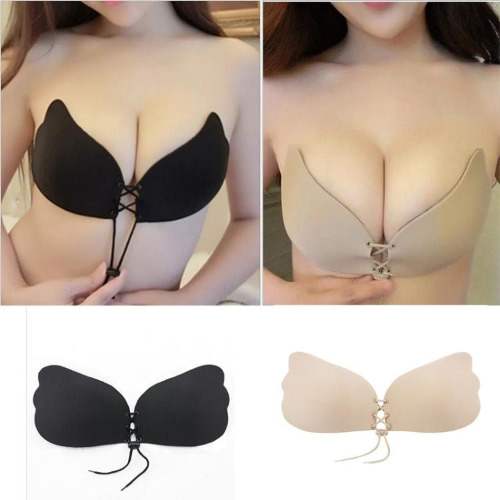 2 In 1 Magic Invisible Push-up Strapless Bra - Black & Beige