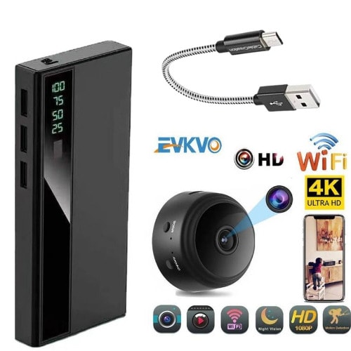 Arch Medes - Power Bank 20000mah And 4k Mini Wifi Surveillance Cctv Camera With Built-in Battery