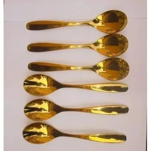 Stainless Steel Spoon Set - Gold Plated - 6pcs