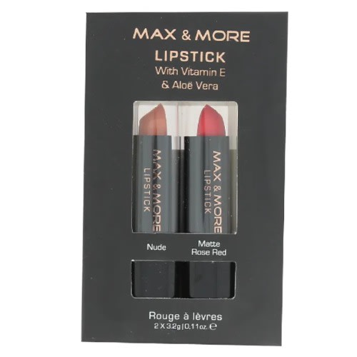 Max And More - Lipstick - 2 Pack - Nude And Matte Rose Red