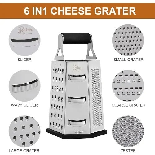Multifunctional 6 Sided Stainless Steel Grater