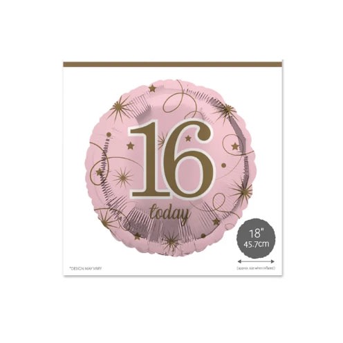 Ballunar - Foil Balloon - Number 16  - Gold And Pink