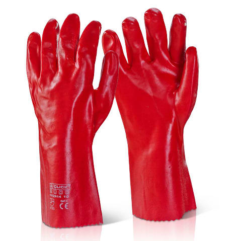 Pvc Red Chemical Resistant Work Gloves