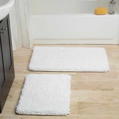 Hastings Home Set Of 2 Memory Foam Bathmats - White