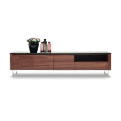 Modern Style TV Stand In Warm Walnut Finish