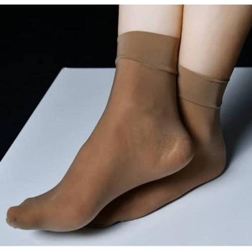 Ankle Sheer Socks - 5 Pairs - Brown