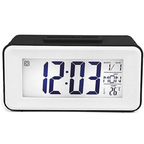 Digital LED Alarm Clock With Week Snooze Thermometer Watch - Black