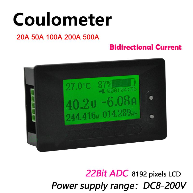 AiLi Battery Monitor DC 120V 0-500A Dual Voltage Current Charge Discharge Indicator - EL120100C