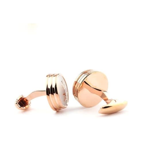 Round Cufflinks For Men - Rose Gold Platted