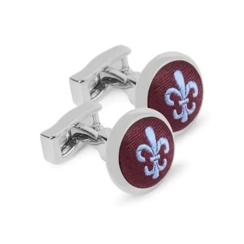 T.M Lewin Fleur De Lys Cufflinks -Burgundy And Blue