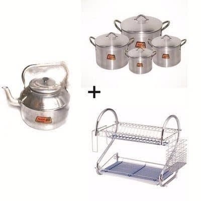 Kettle,plate Rack And Pot Kitchen Bundle