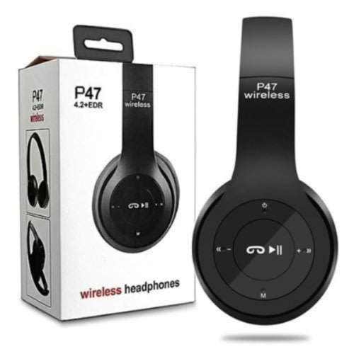 P47 Wireless Headphones Bluetooth 5.0 Fm Radio Foldable - Black
