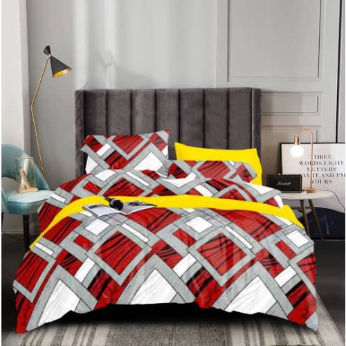 Bedsheet Duvet And Four Pillowcases - Plain And Multi Color