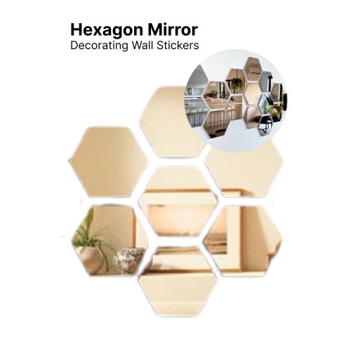 Hexagon Medium Mirror Decal - Silver - 12 Pcs - 126*110*63mm