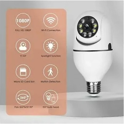 Indoor Wifi Ptz Bulb Camera With Internet Access With Day And Night Vision