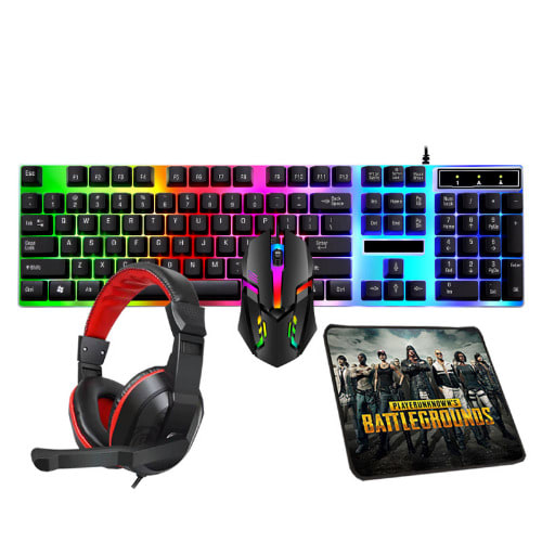 4in1 Gaming Combo Mechanical Feel Gaming Keyboard Mouse Headphone Mousepad Gamer Combo Set