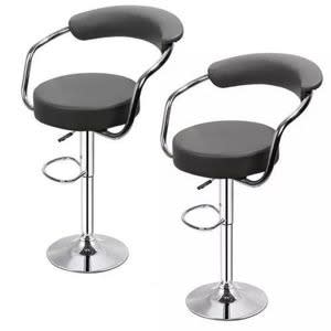 Swivel Round Barstools With Armrests And Backrest - Set Of 2