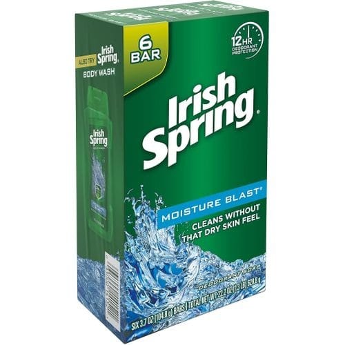 Irish Spring Moisture Blast Moisturizing Bar Soap 6 Bars 3.7 Oz X 6