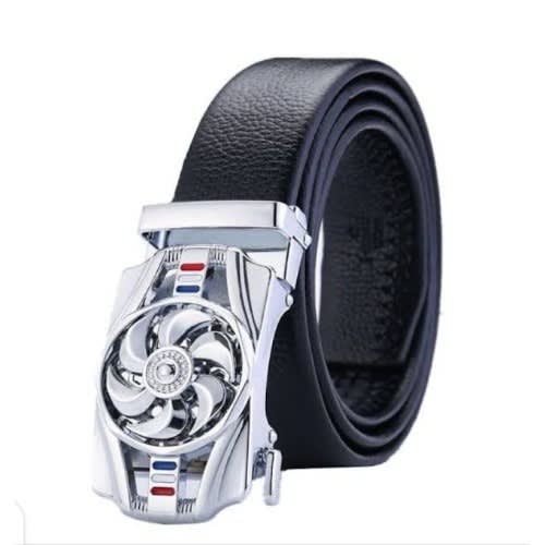 Buy Men's Leather Belt With Rotating Automatic Buckle Design