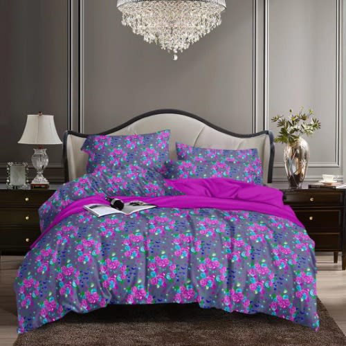 Bedsheet duvet And Four Pillowcases - Purple
