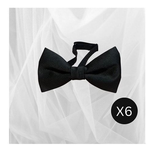 Six Classic Bow Ties - Black Satin