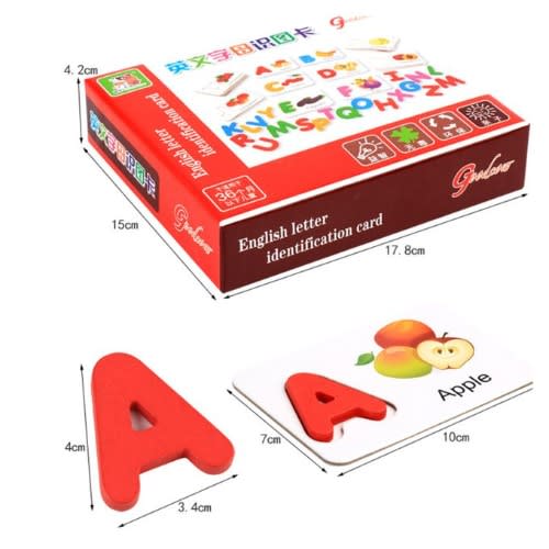Wooden Learning Fruit Vegetable Abc Alphabet Letter Cards Cognitive Educational Toys
