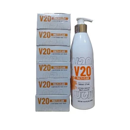 V20 Multi-clair Lightening Bar Soap - 200g X 6 In Pack And Lotion - 400ml - Set Of 2