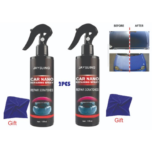 Nano Spray Car Slight Scratch Remover And Polish - 120ml +  Cloth - 2pcs