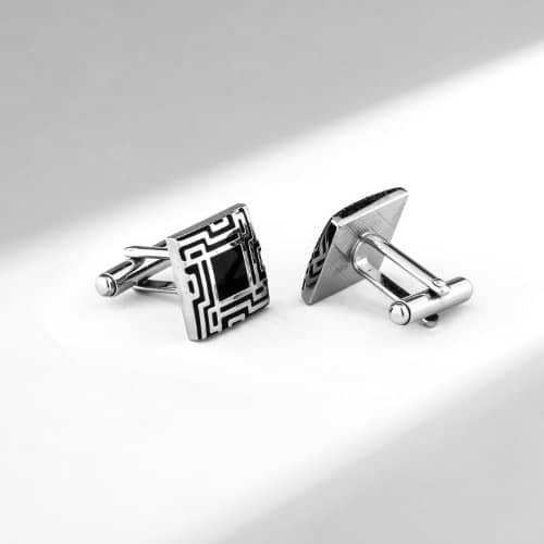 Square Great Wall Pattern Men's Shirt Cufflinks