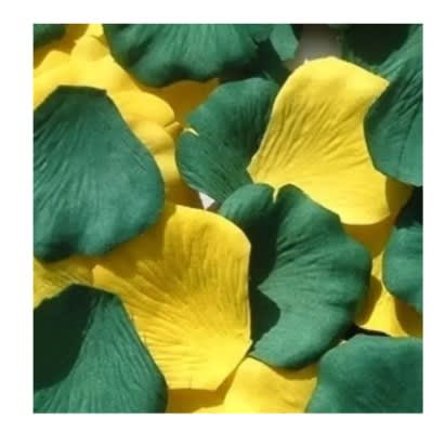 200 Pcs of Artificial Rose Petals - Wedding And Party Decorations - Green And Yellow