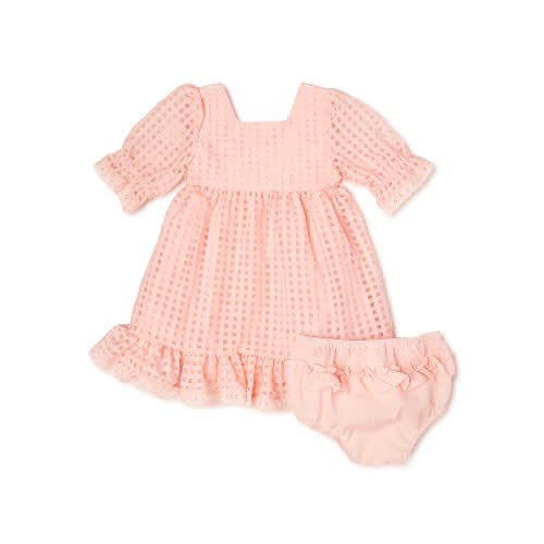Mesh Baby And Toddler Dress - Peach