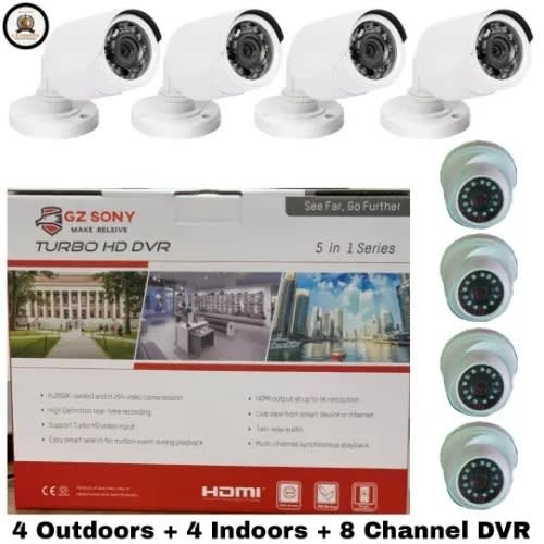 8 Channel Cctv With 4 Indoors With 4 Outdoors