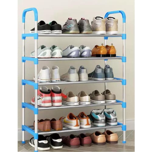 Stainless Shoe Rack + Steel Pipes - 5 Layers