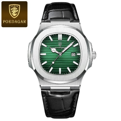 Poedagar Leather Wrist Watch - Black