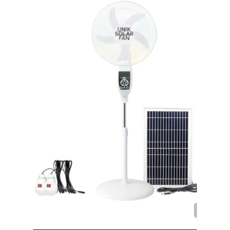 16" AC/DC Rechargeable Solar Fan With Panel & Bulbs