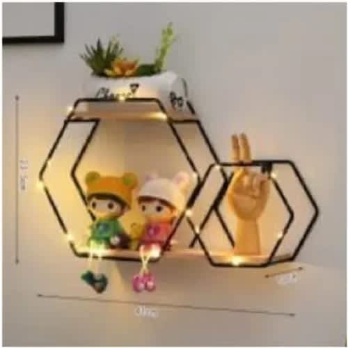 Double Haxagon Wall Shelf -Black
