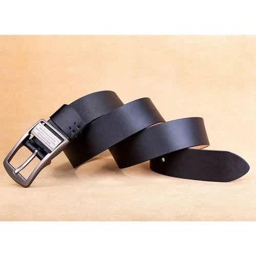Men's Leather Black Buckle Belt-leather Belt